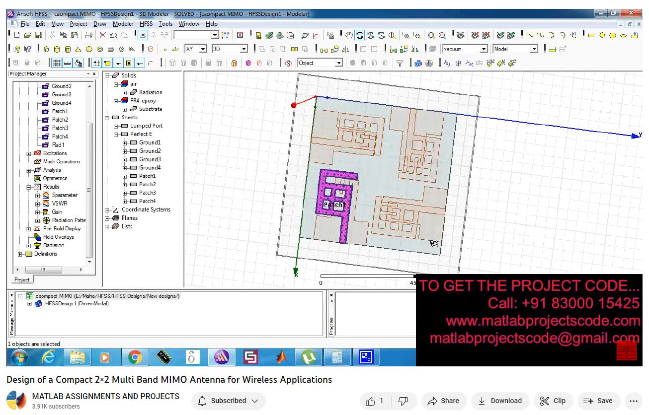 Design Of A Compact 2 2 Multi Band Mimo Antenna For Wireless Applications project simulation thumbnail for Electromagnetics and RF Engineering