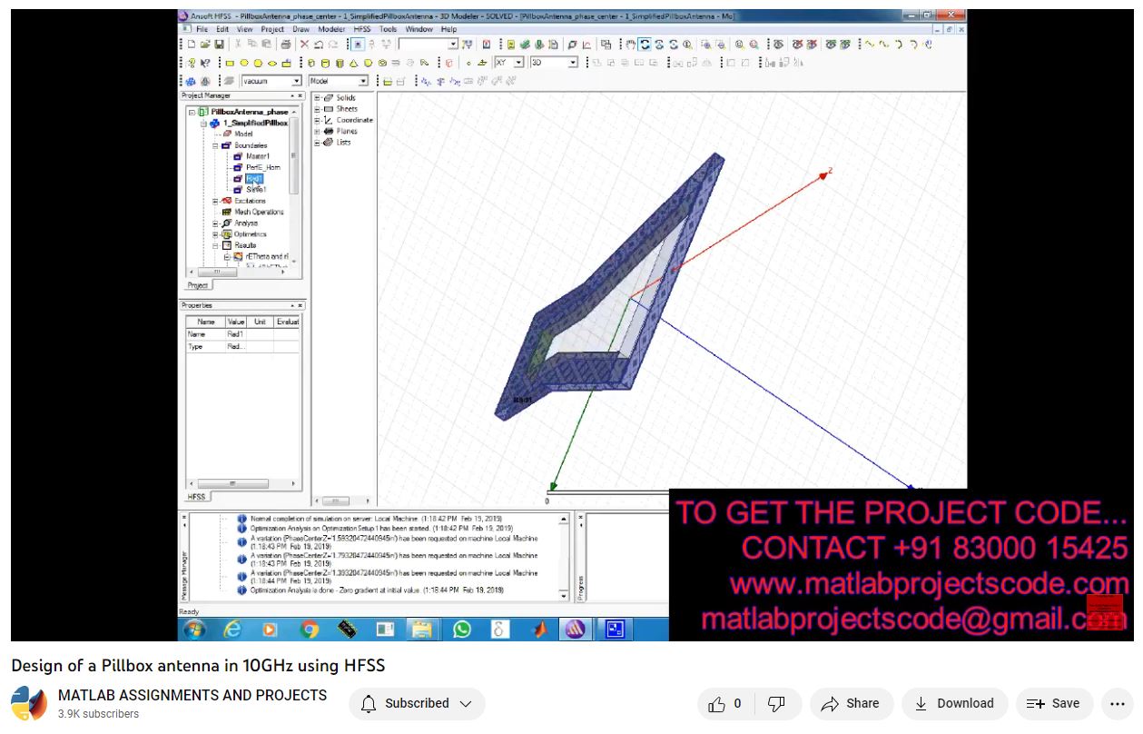Design Of A Pillbox Antenna In 10Ghz Using Hfss project simulation thumbnail for Electromagnetics and RF Engineering