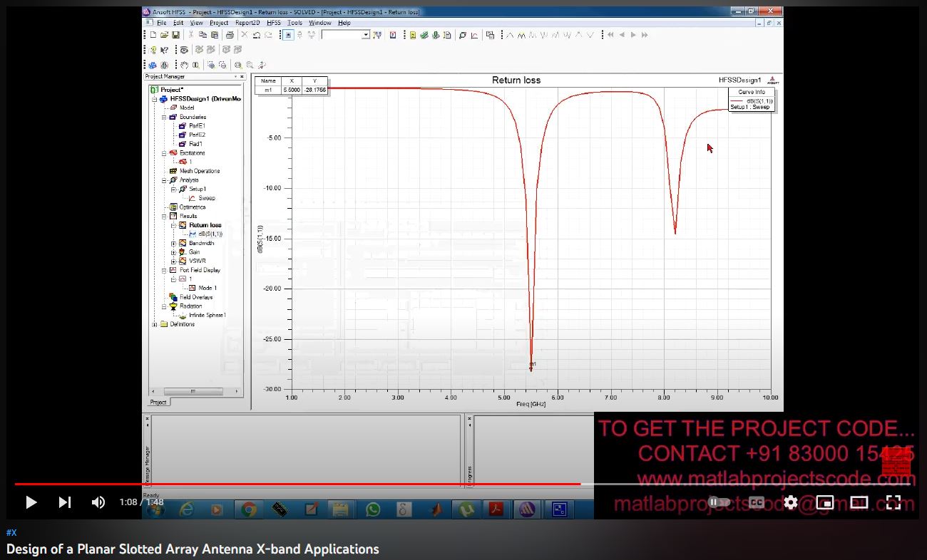Design of a Planar Slotted Array Antenna X-Band Applications project simulation thumbnail for Electromagnetics and RF Engineering