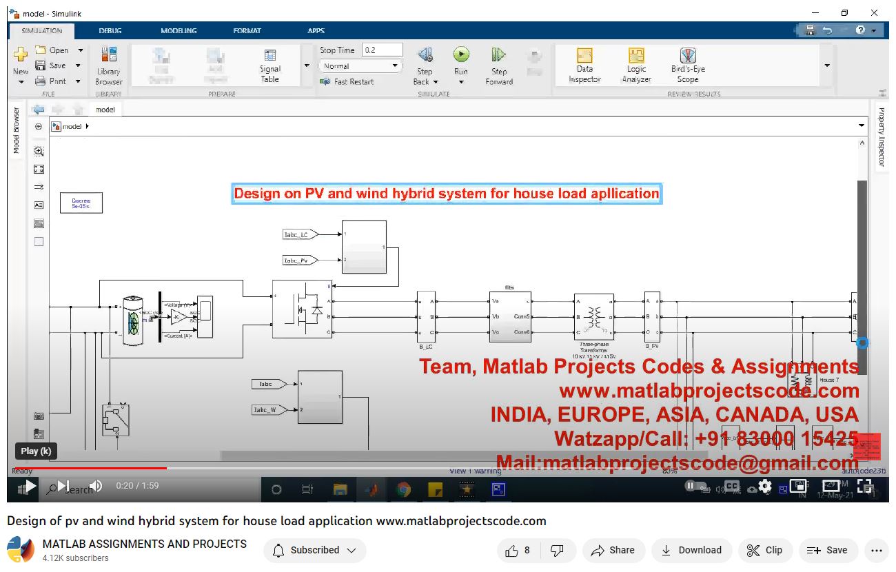 Design Of Pv And Wind Hybrid System For House Load Application project simulation thumbnail for Renewable Energy Engineering