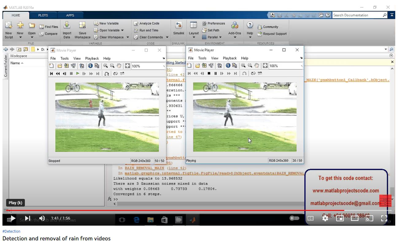 Detection and Removal of Rain from Videos project simulation thumbnail for Signal Processing and AI Engineering