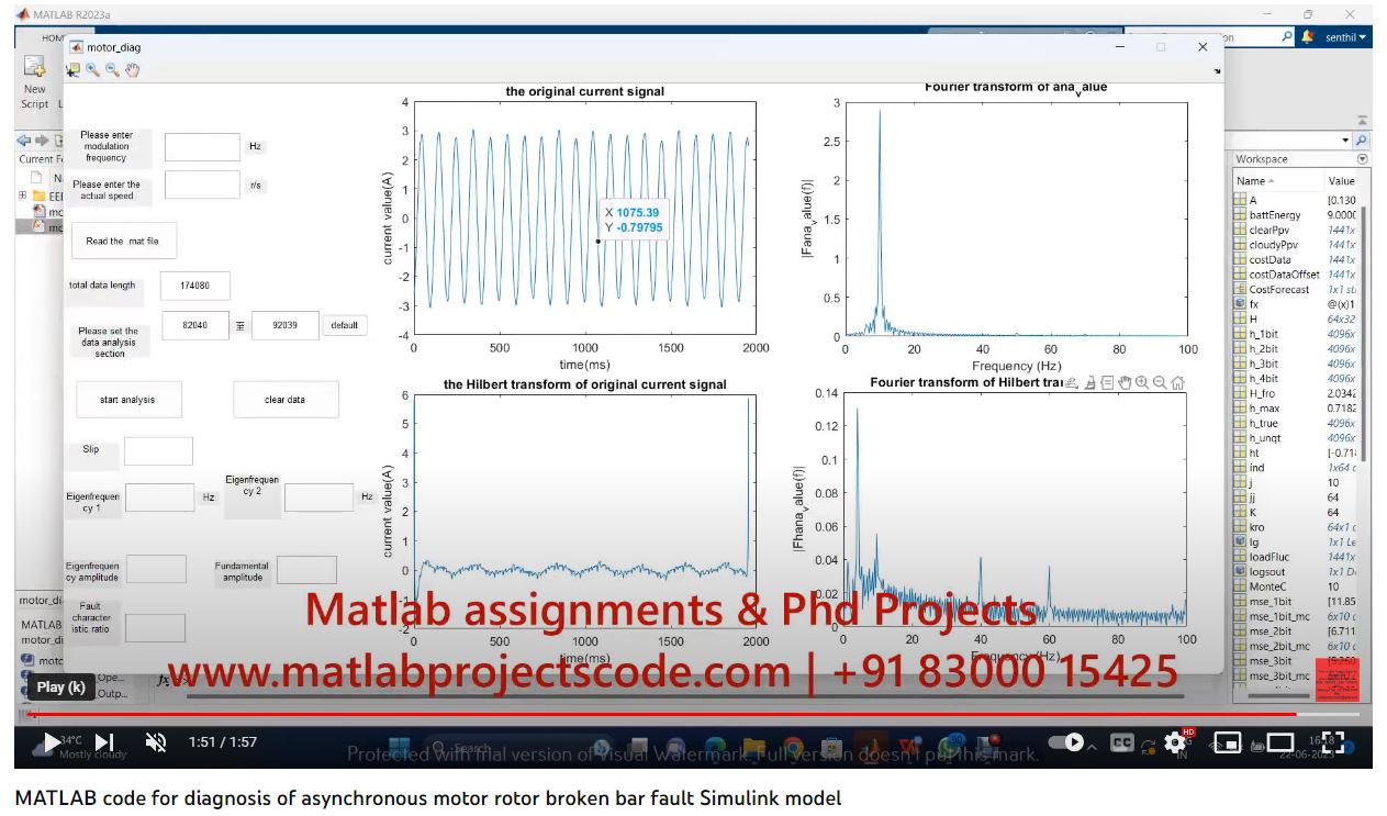 Diagnosis Of Asynchronous Motor Rotor Broken Bar Fault - Matlab project simulation thumbnail for Mechanical, EV and Mechatronics Engineering