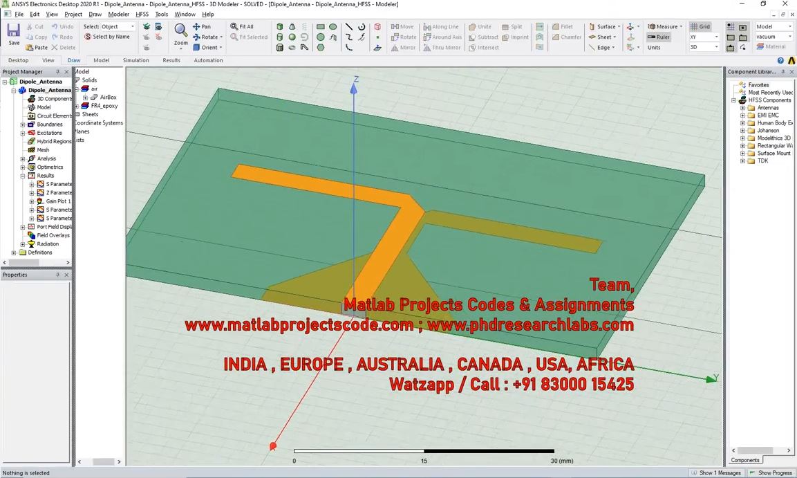 Dipole Antenna _ Dipole project simulation thumbnail for Electromagnetics and RF Engineering