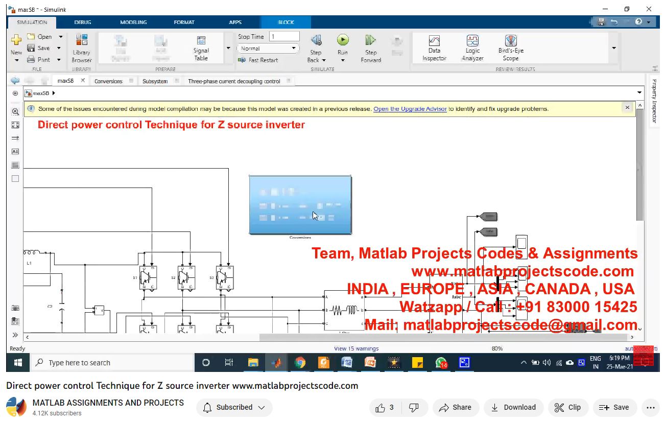 Direct Power Control Technique For Z Source Inverter project simulation thumbnail for Renewable Energy Engineering
