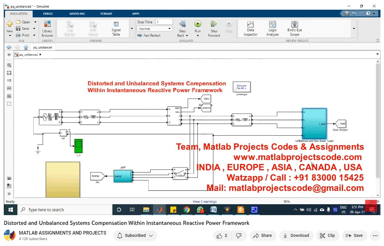 Distorted And Unbalanced Systems Compensation Within Instantaneous Reactive Power Framework project simulation thumbnail for Renewable Energy Engineering