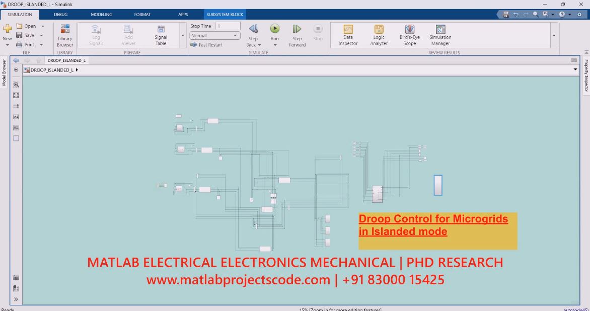 Droop Control For Microgrids In Islanded Mode project simulation thumbnail for Renewable Energy Engineering