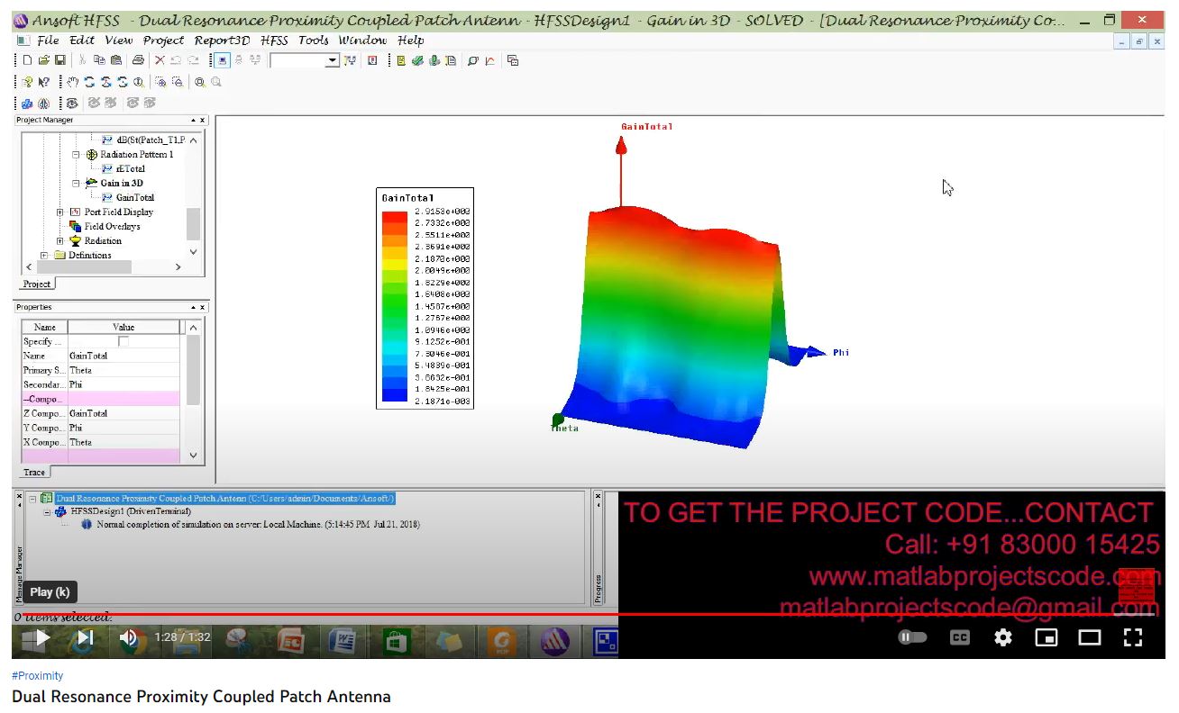 Dual Resonance Proximity Coupled Patch Antenna project simulation thumbnail for Electromagnetics and RF Engineering