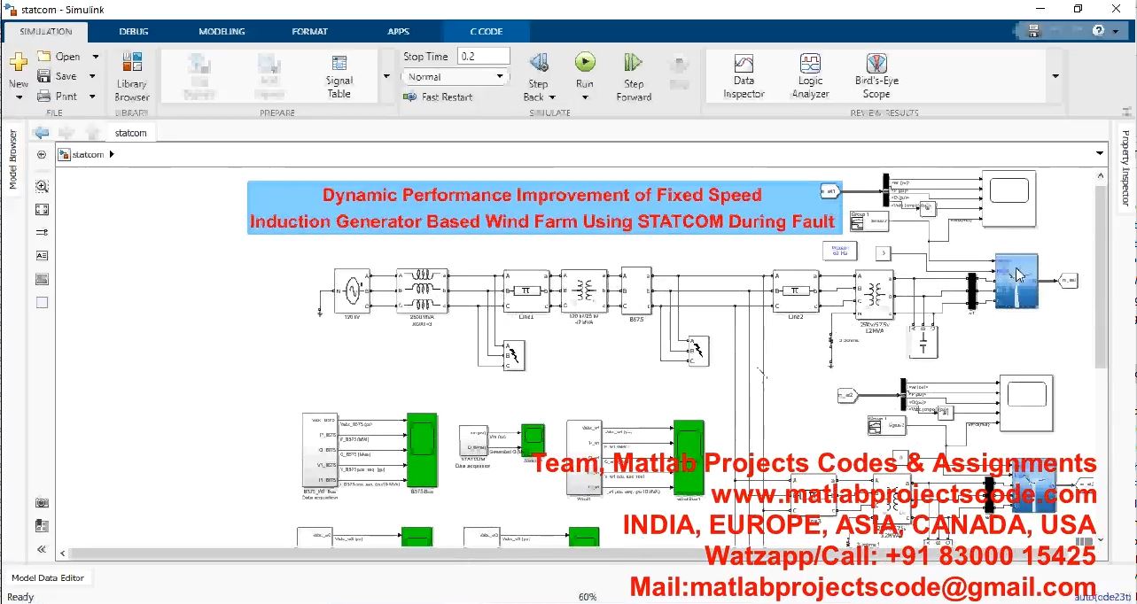Dynamic Performance Improvement Of Fixed Speed Induction Generator Based Wind Farm Using Statcom project simulation thumbnail for Renewable Energy Engineering