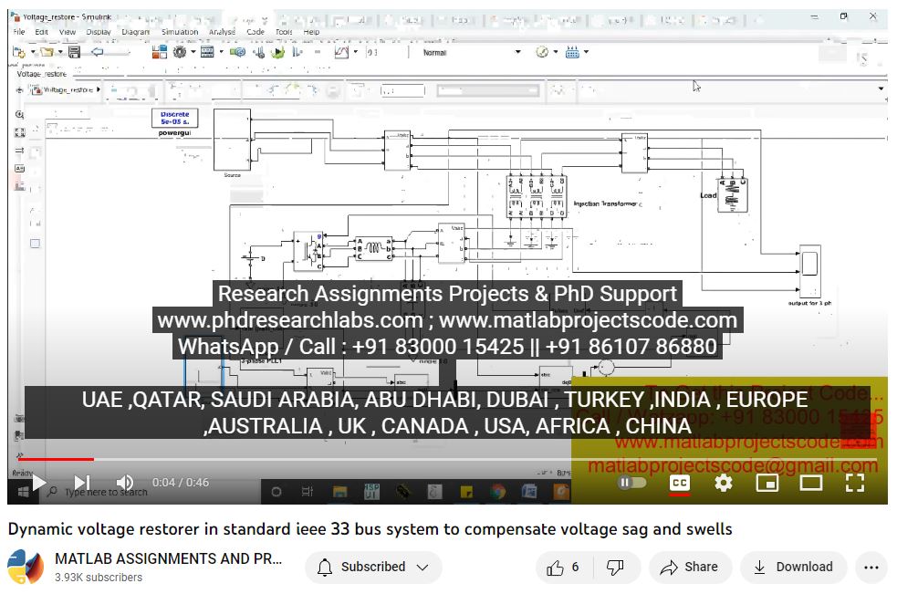 Dynamic Voltage Restorer In Standard Ieee | MATLAB Project