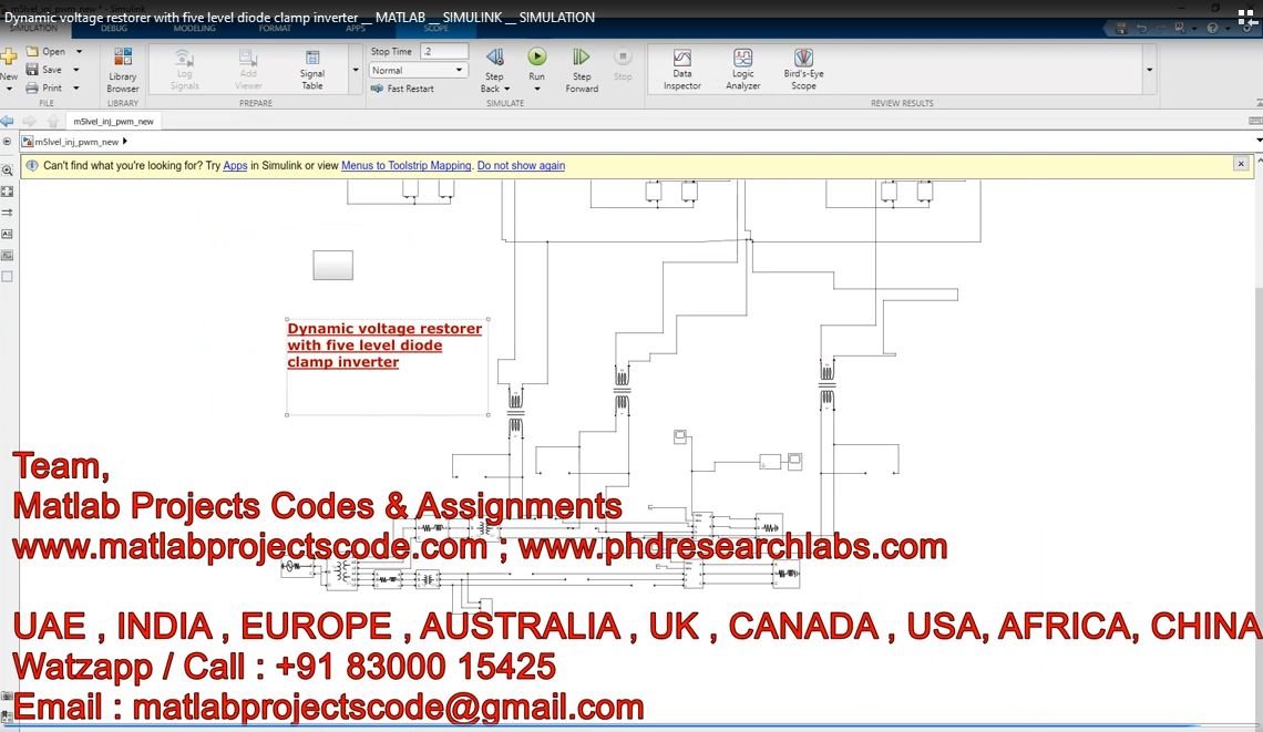 Dynamic Voltage Restorer With Five Level Diode Clamp Inverter __ Matlab __ Simulink __ Simulation project simulation thumbnail for Power Electronics Engineering