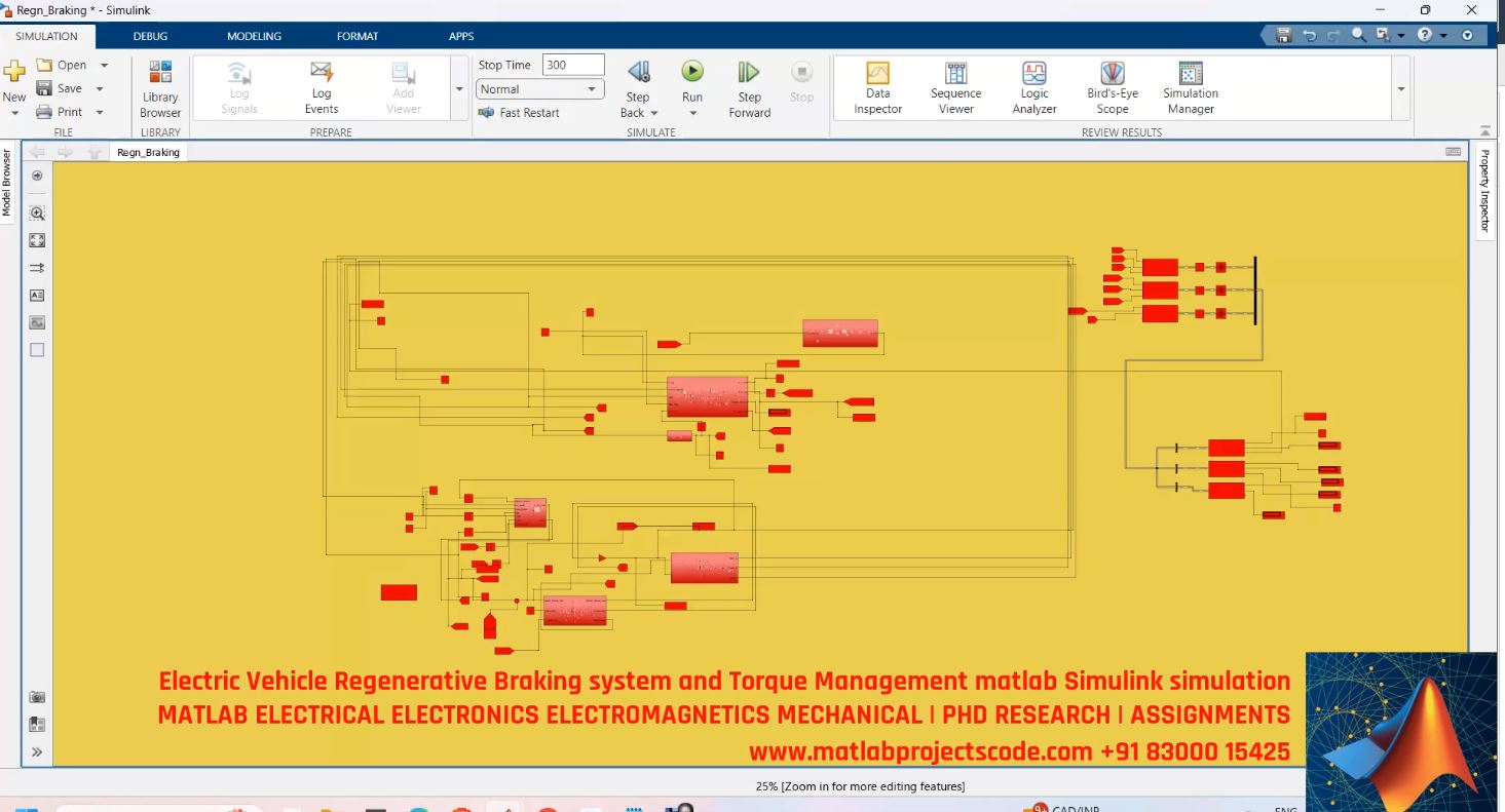 Electric Vehicle Regenerative Braking System And Torque Management Matlab Simulink Simulation project simulation thumbnail for Mechanical, EV and Mechatronics Engineering
