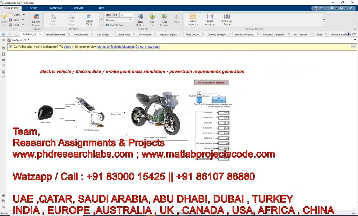 Electric Vehicle Electric Bike Powertrain Requirements Generation _ Powertrain Model _ Ev _ Simulink project simulation thumbnail for Renewable Energy Engineering