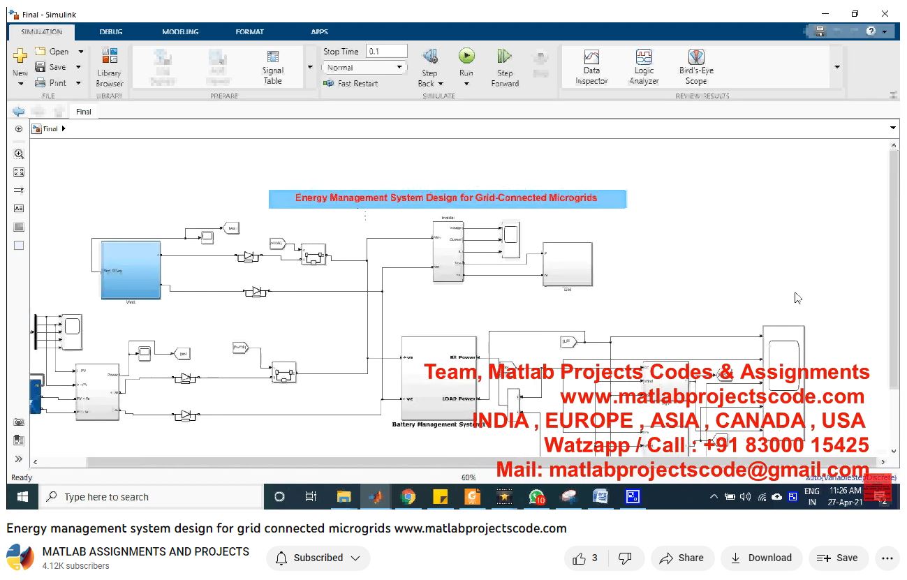 Energy Management System Design For Grid | MATLAB Project