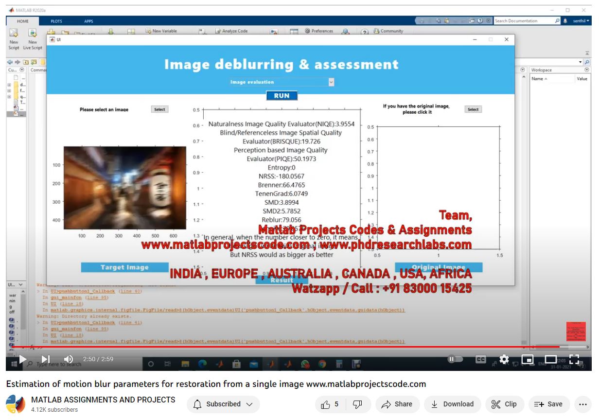Estimation Of Motion Blur Parameters For Restoration From A Single Image project simulation thumbnail for Signal Processing and AI Engineering