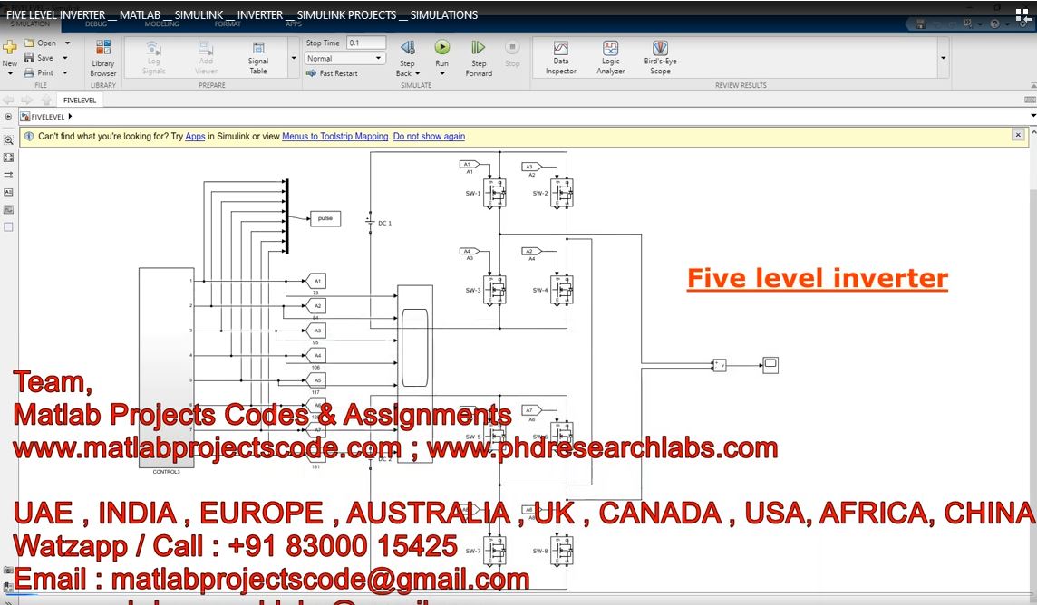 Five Level Inverter - Matlab - Simulink - Inverter - Simulink Projects - Simulations project simulation thumbnail for Power Electronics Engineering
