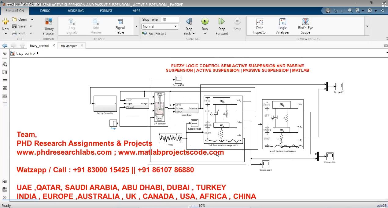 Fuzzy Logic Control Semi Active Suspension And Passive Suspension _ Active Suspension _ Passive project simulation thumbnail for Mechanical, EV and Mechatronics Engineering