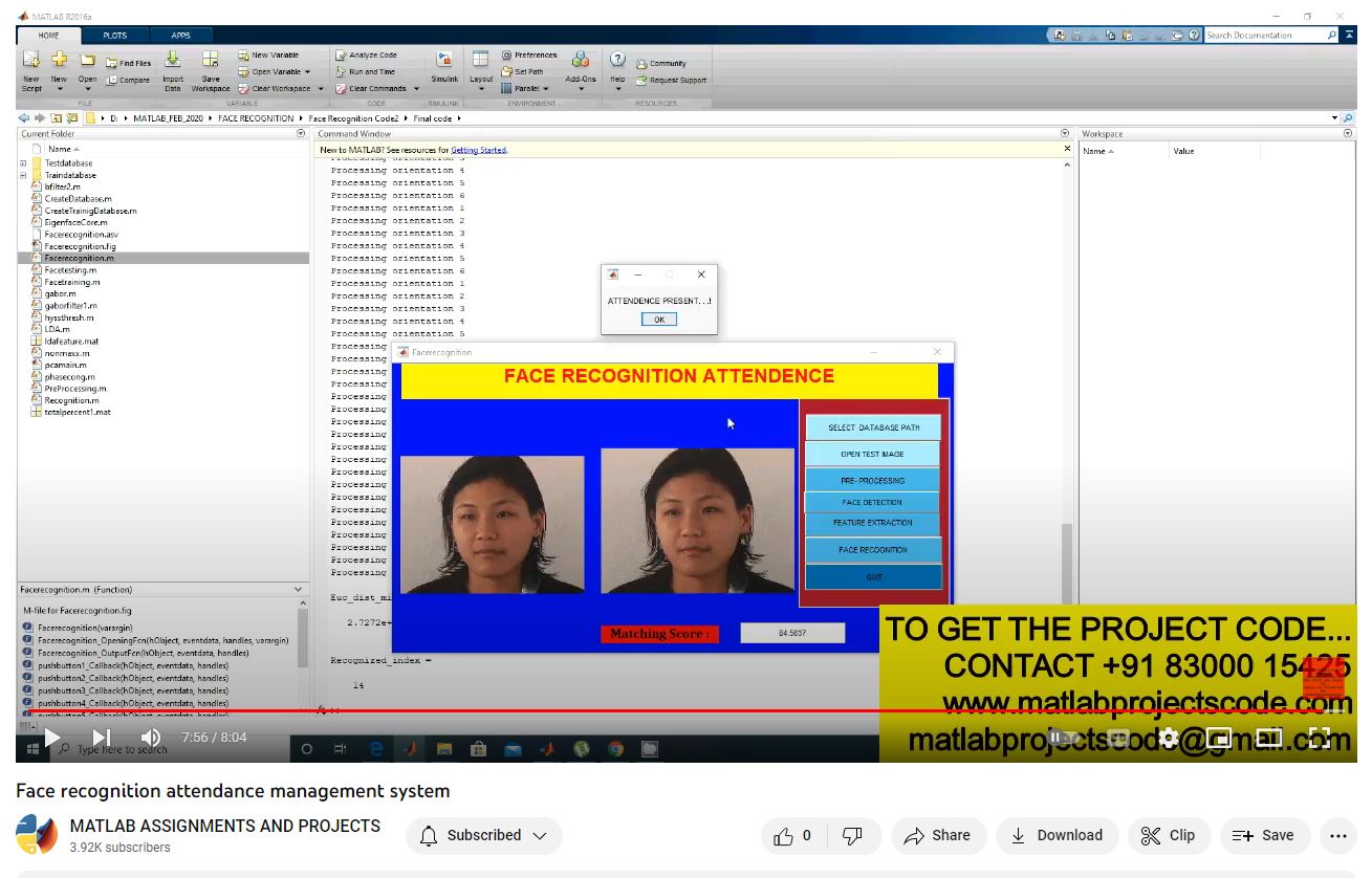 Face Recognition Attendance Management System project simulation thumbnail for Signal Processing and AI Engineering