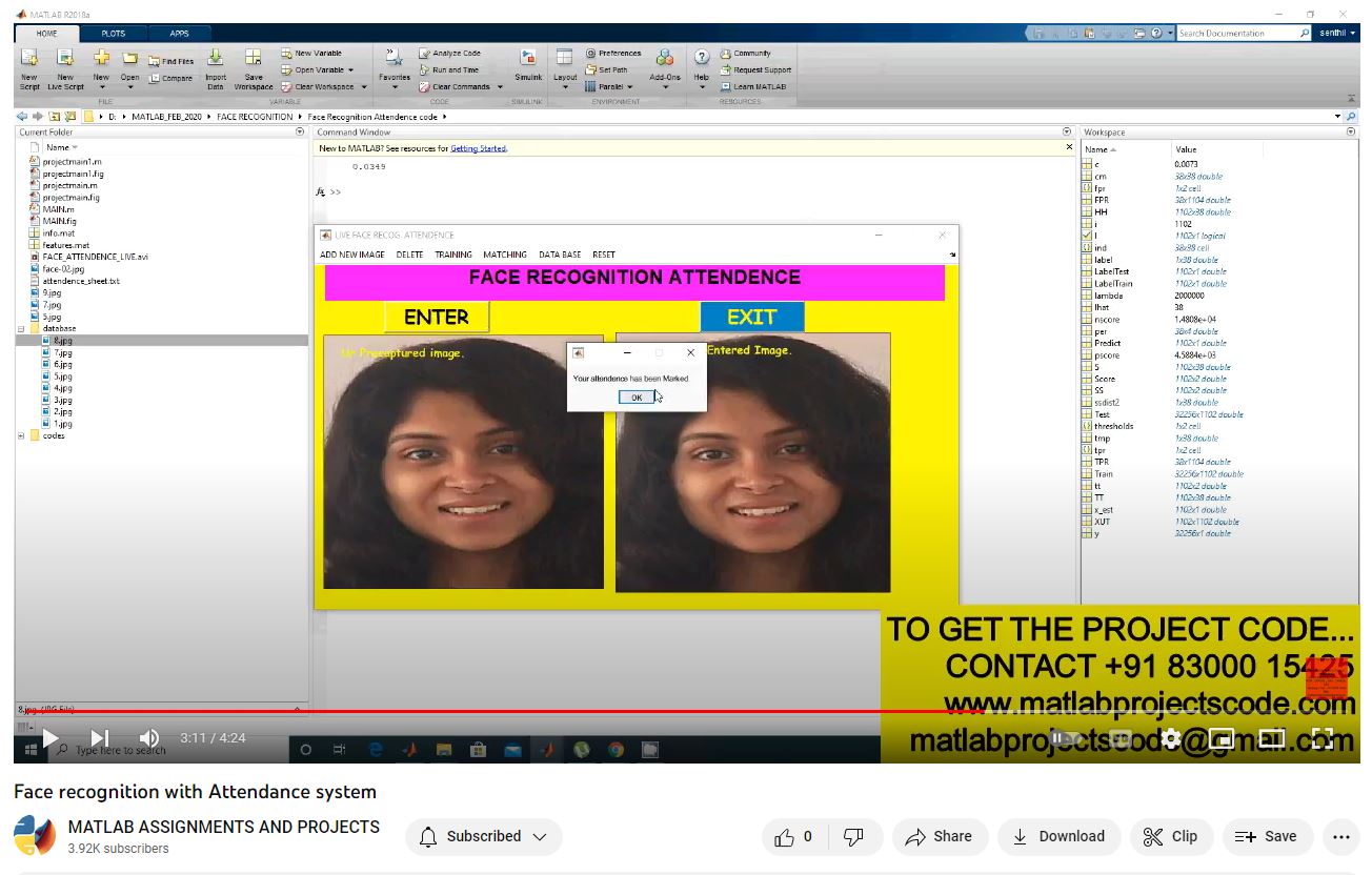 Face Recognition With Attendance System project simulation thumbnail for Signal Processing and AI Engineering