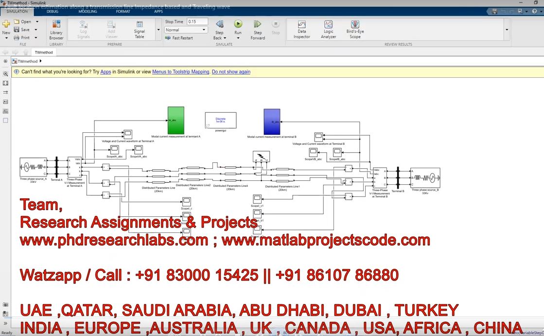 Fault Location Estimation Along a Transmission Line Impedance based and Traveling Wave project simulation thumbnail for Control Systems Engineering