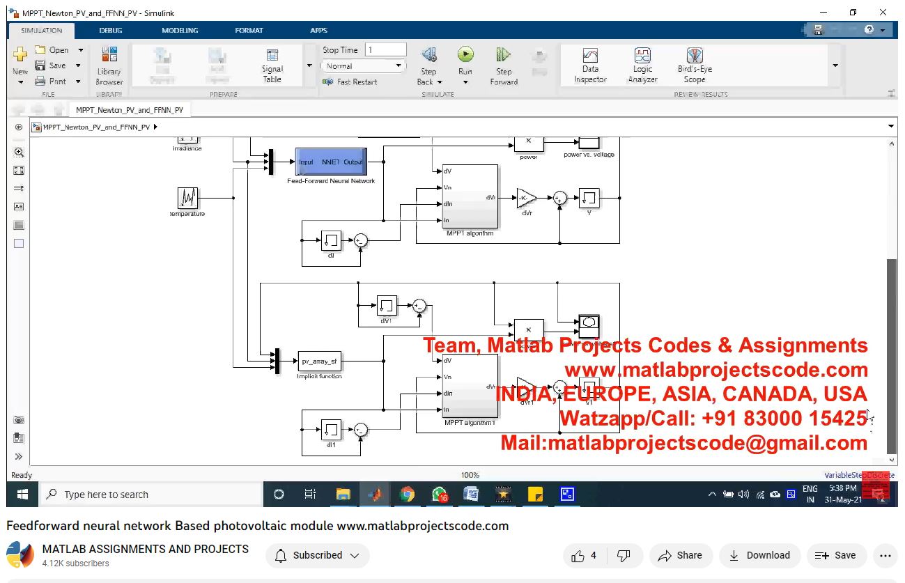 Feedforward Neural Network Based Photovoltaic Module project simulation thumbnail for Electronics Engineering