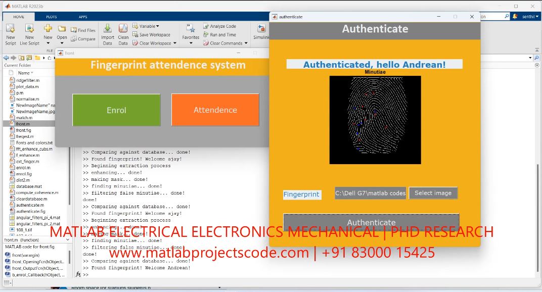 Fingerprint Attendence System In Matlab project simulation thumbnail for Signal Processing and AI Engineering