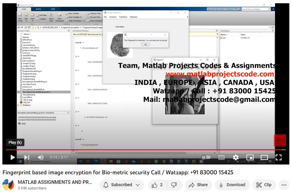 Fingerprint Based Image Encryption For | MATLAB Project