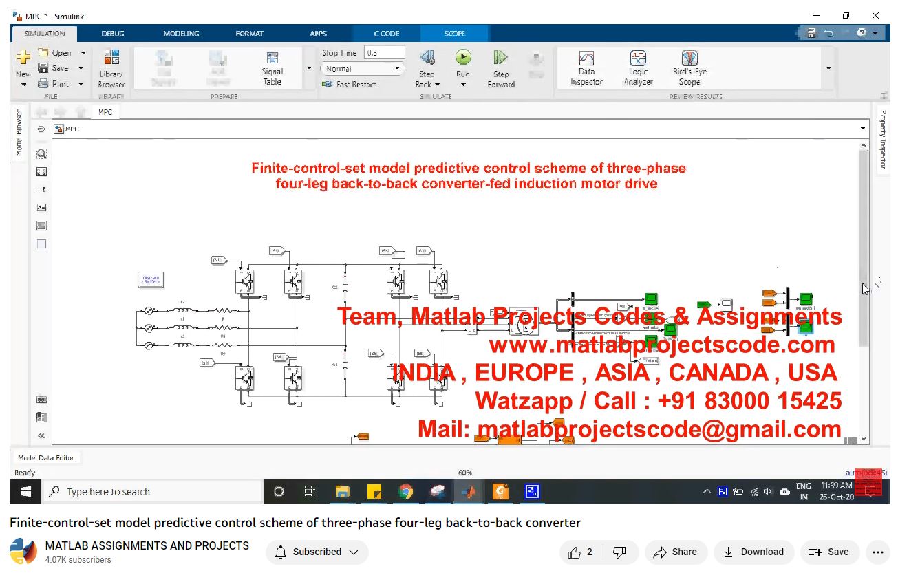 Finite-Control-Set Model Predictive Control Scheme Of Three-Phase Four-Leg Back-To-Back Converter-Matlab Simulink-Electrical Assignments-Projects-Phd Research project simulation thumbnail for Power Electronics Engineering