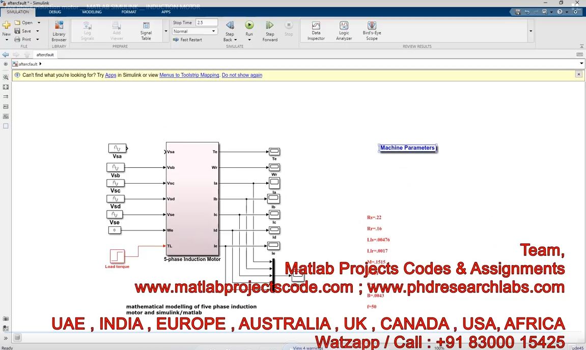 Five Phase Induction Motor - Matlab Simulink - Induction Motor project simulation thumbnail for Mechanical, EV and Mechatronics Engineering