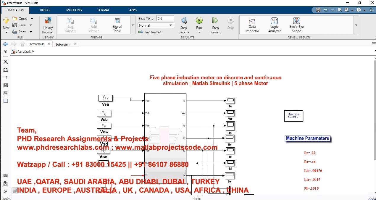 Five Phase Induction Motor On Discrete And Continuous Simulation _ Matlab Simulink _ 5 Phase Motor project simulation thumbnail for Mechanical, EV and Mechatronics Engineering
