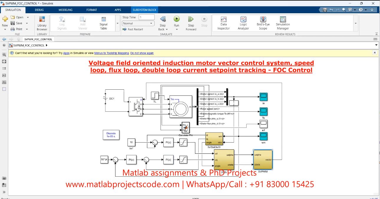 Flux Oriented Control - Voltage Field Oriented Induction Motor Vector Control System Speed Loop Flux Loop Double Loop Current Setpoint Tracking project thumbnail image