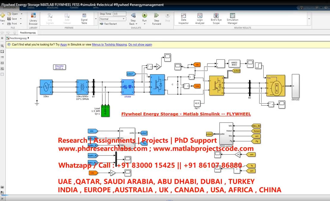 Flywheel Energy Storage Matlab Flywheel Fess project simulation thumbnail for Renewable Energy Engineering