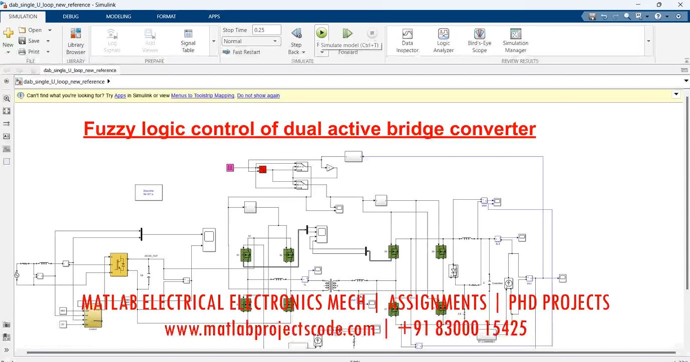 Fuzzy Logic Control Of Dual Active Bridge Converter Dab Matlab Simulink Simulation project simulation thumbnail for Power Electronics Engineering