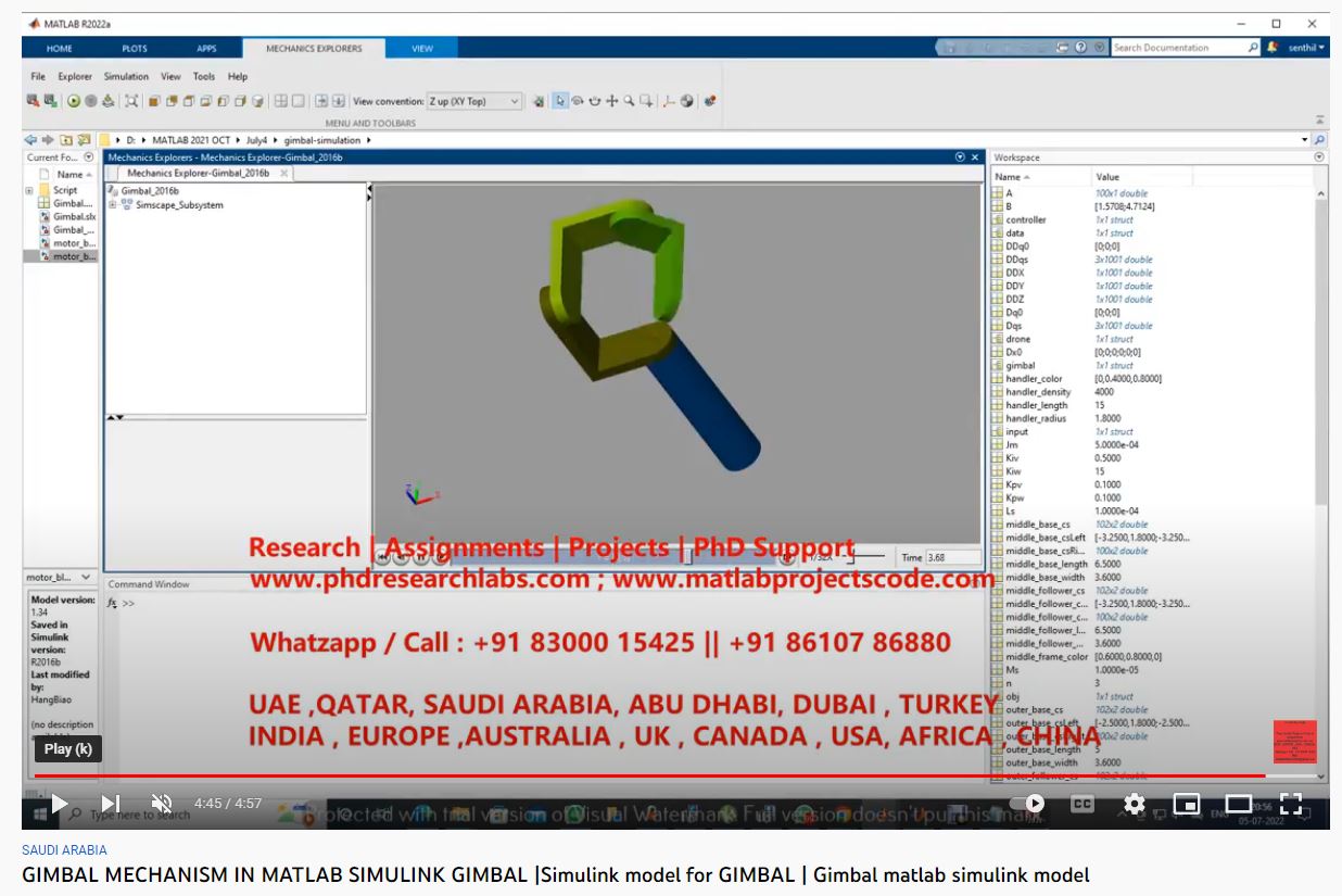 GIMBAL MECHANISM IN MATLAB SIMULINK - GIMBAL project simulation thumbnail for Mechanical, EV and Mechatronics Engineering