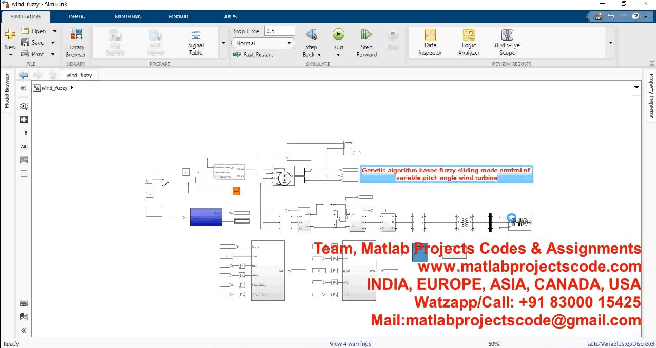Genetic Algorithm-Based Fuzzy Sliding Mode Control Of Variable Pitch Angle Wind Turbine project simulation thumbnail for Renewable Energy Engineering