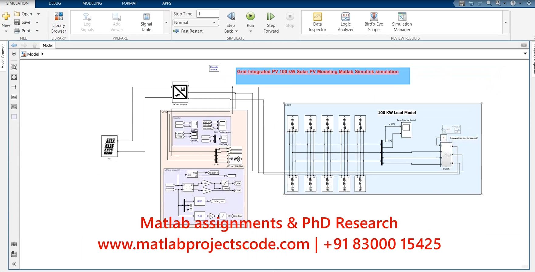 Grid-Integrated Pv 100 Kw Solar Pv Modeling - Electrical Matlab Simulation project simulation thumbnail for Renewable Energy Engineering