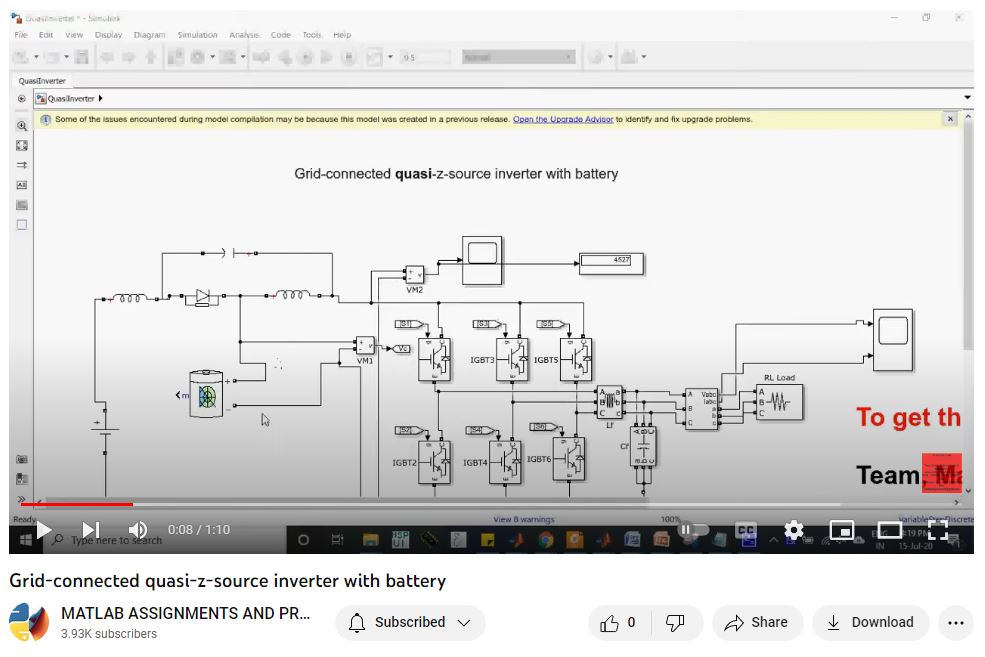 Grid-Connected Quasi-Z-Source Inverter With Battery project simulation thumbnail for Power Electronics Engineering