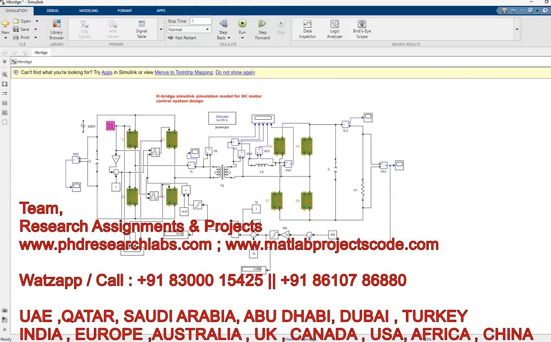 H Bridge Simulink Simulation Model For Dc Motor Control System Design _ Simulink _ H-Bridge _ Matlab project simulation thumbnail for Mechanical, EV and Mechatronics Engineering