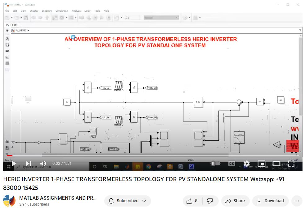 Heric Inverter 1-Phase Transformerless Topology For Pv Standalone System project simulation thumbnail for Renewable Energy Engineering