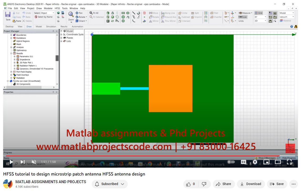 Hfss Tutorial To Design Microstrip Patch Antenna Hfss Antenna Design project simulation thumbnail for Electromagnetics and RF Engineering