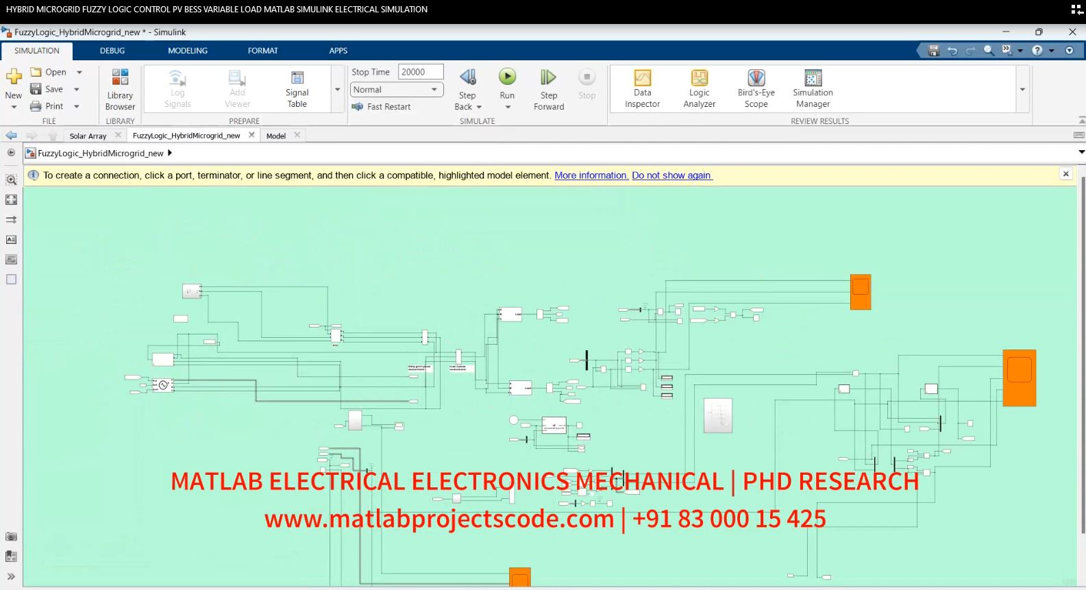 Hybrid Microgrid Fuzzy Logic Control Pv Bess Variable Load Matlab Simulink Electrical Simulation project simulation thumbnail for Renewable Energy Engineering
