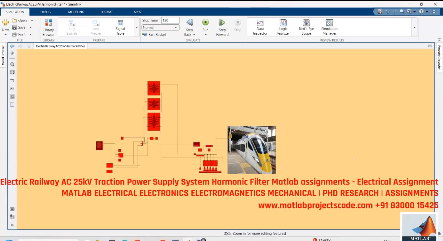 Harmonic Filter Design For 25Kv Ac Electric Railway Traction - Matlab Simulation Power Quality Analysis project thumbnail image