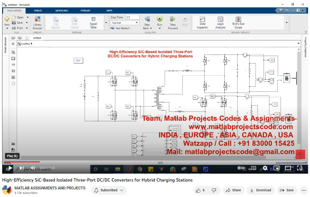 High-Efficiency Sic-Based Isolated Three-Port Dc_Dc Converters For Hybrid Charging Stations project simulation thumbnail for Mechanical, EV and Mechatronics Engineering