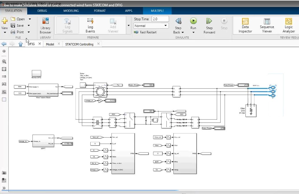 How To Make Simulink Model Of Grid Connected Wind Farm Statcom And Dfig project simulation thumbnail for Renewable Energy Engineering