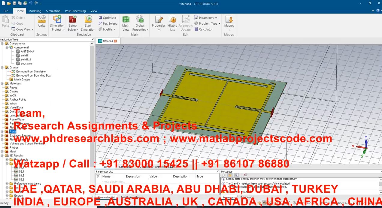 How To Model A Differentially Fed - Dual-Band Filtering Antenna With H-Shaped Slot In Cst Software project simulation thumbnail for Electromagnetics and RF Engineering
