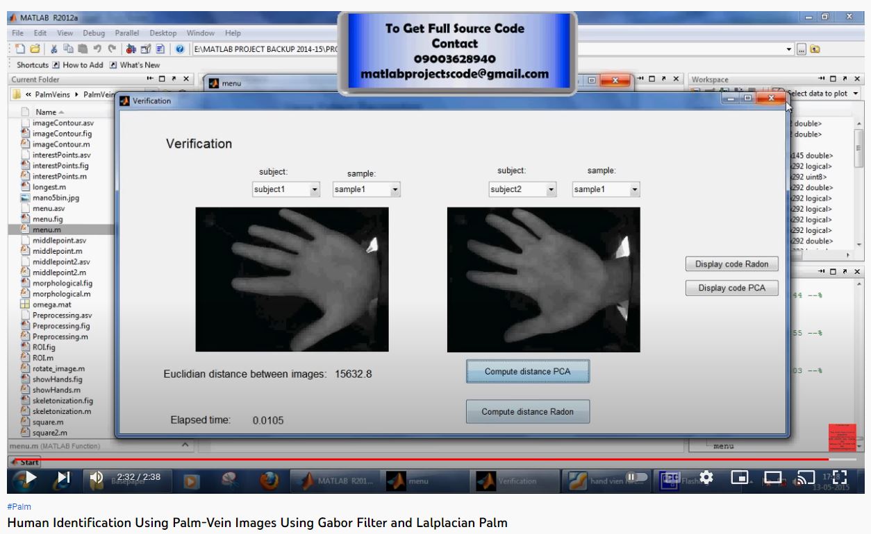 Human Identification using Palm-Vein Images using Gabor Filter and Lalplacian Palm project simulation thumbnail for Communication Systems Engineering