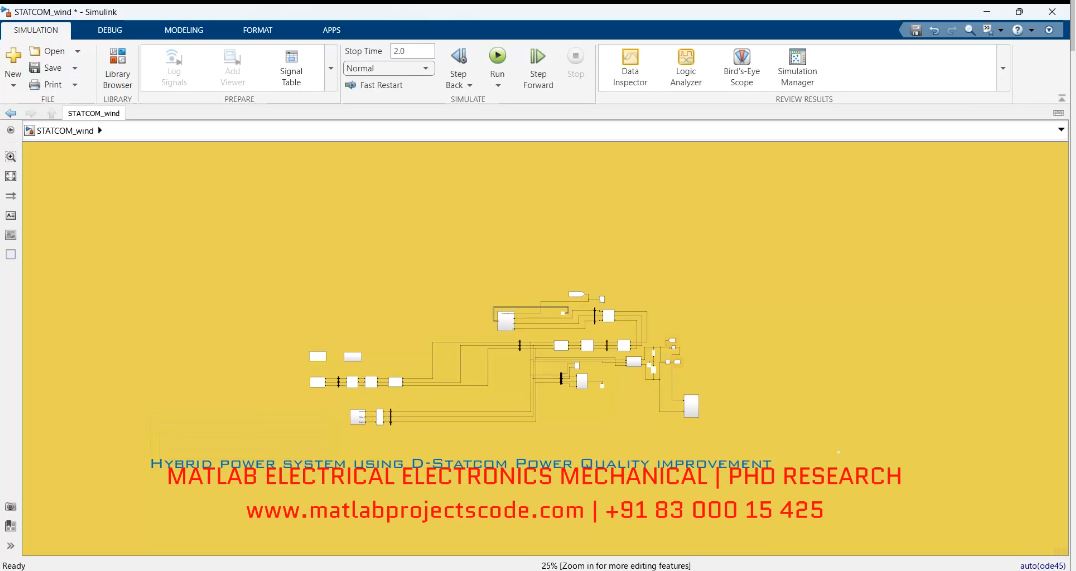 Hybrid Power System Using D-Statcom Power Quality Improvement project simulation thumbnail for Renewable Energy Engineering