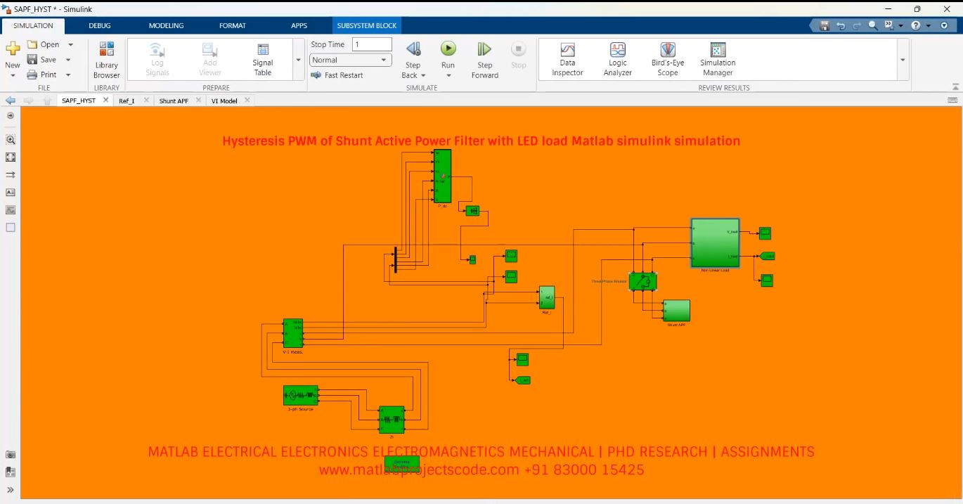 Hysteresis Pwm Of Shunt Active Power Filter With Led Load Matlab Simulink Simulation project simulation thumbnail for Renewable Energy Engineering