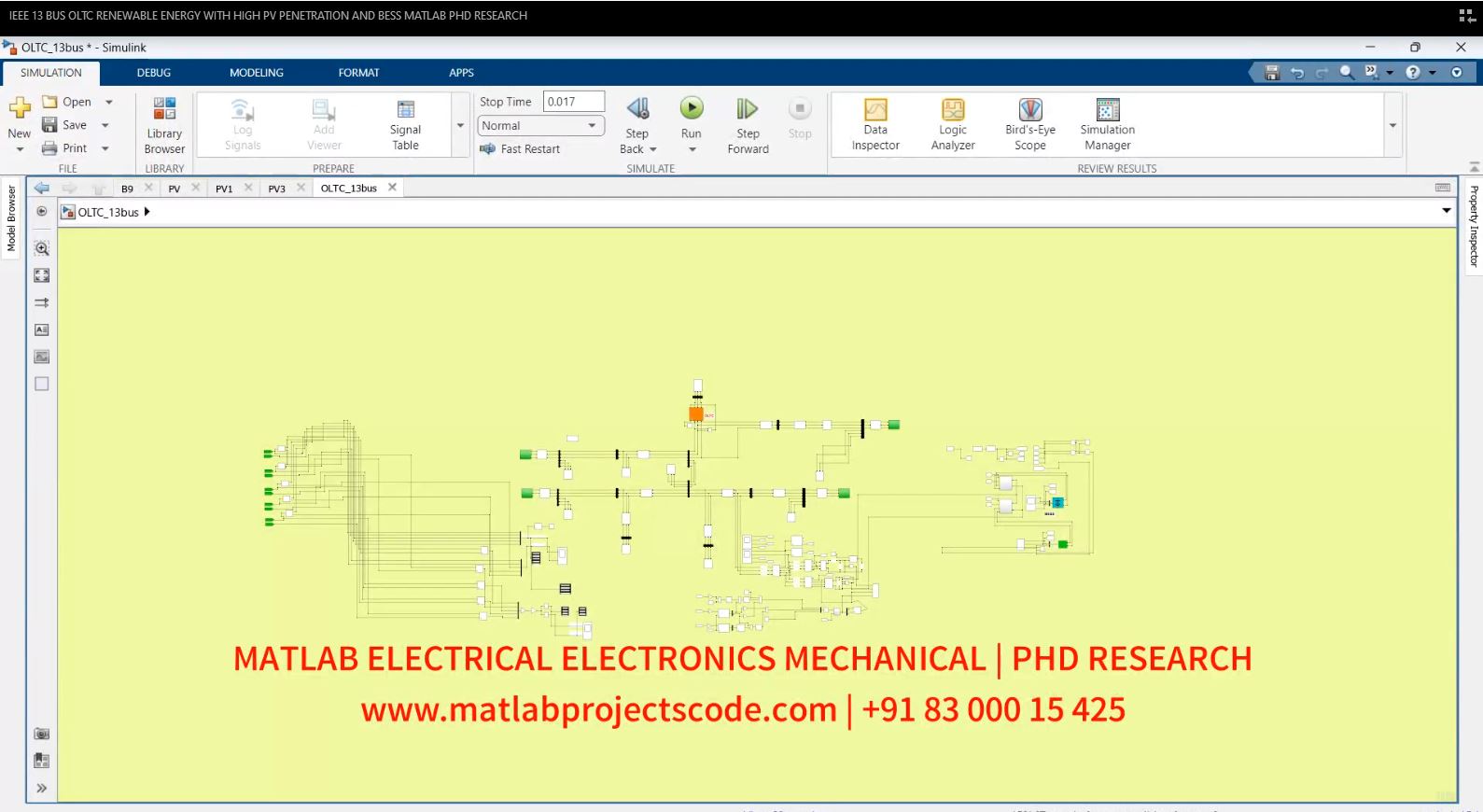 Ieee 13 Bus Oltc Renewable Energy With High Pv Penetration And Bess Matlab Phd Research project simulation thumbnail for Renewable Energy Engineering