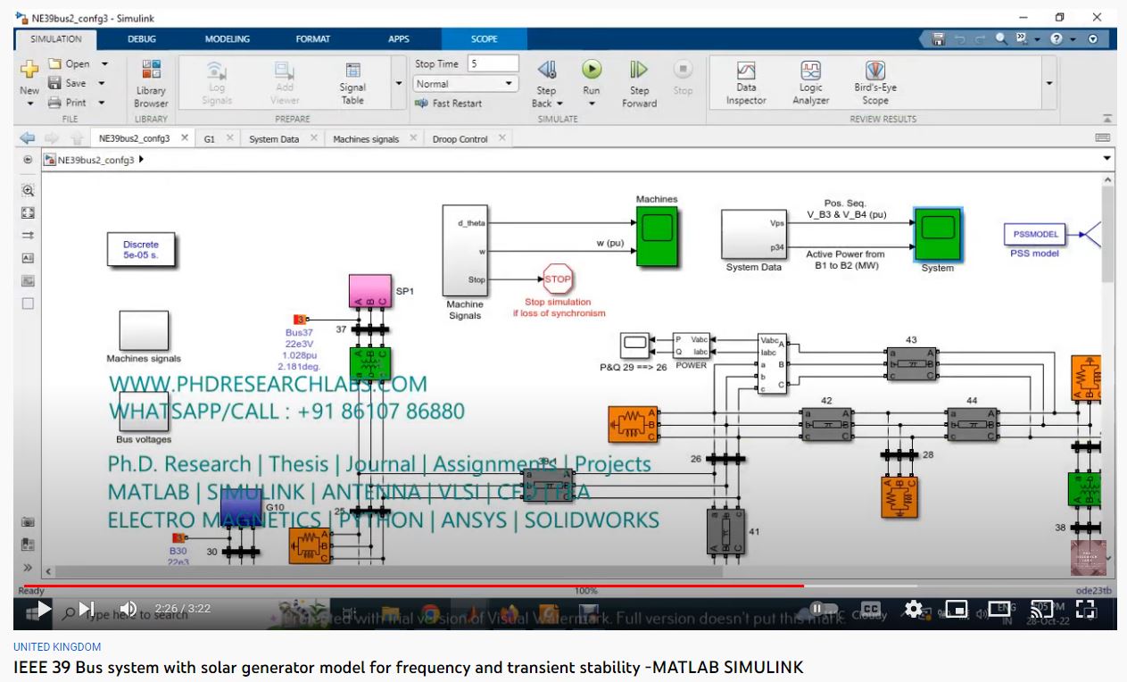 IEEE 39 Bus system with solar generator model for frequency and ...