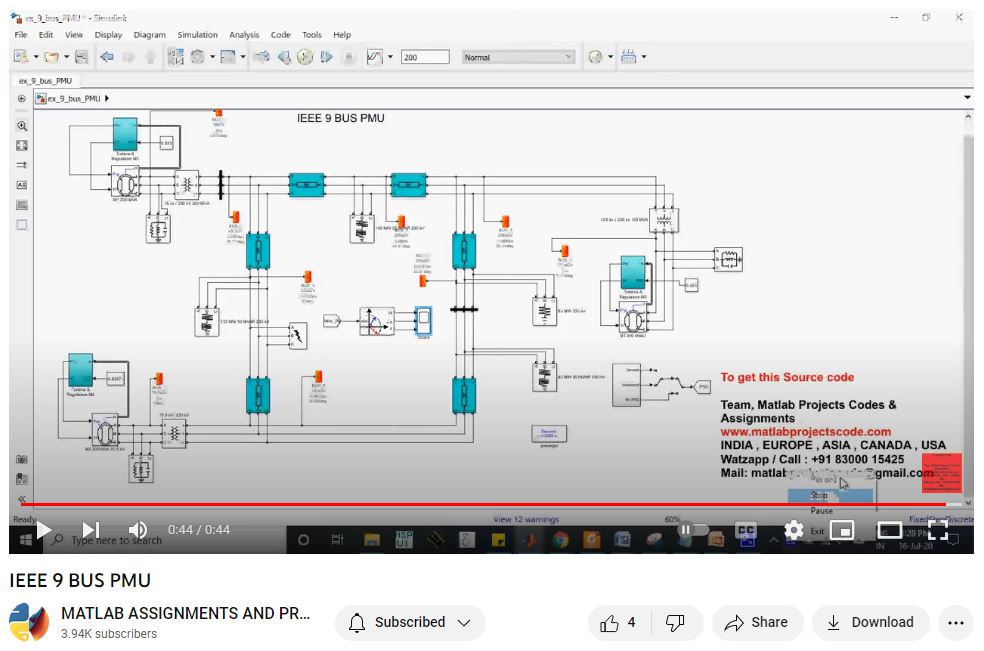 Ieee 9 Bus Pmu project simulation thumbnail for Electrical Engineering